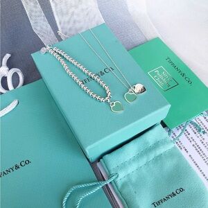 Tiffany & Co. Silver Heart Necklace and Bracelet